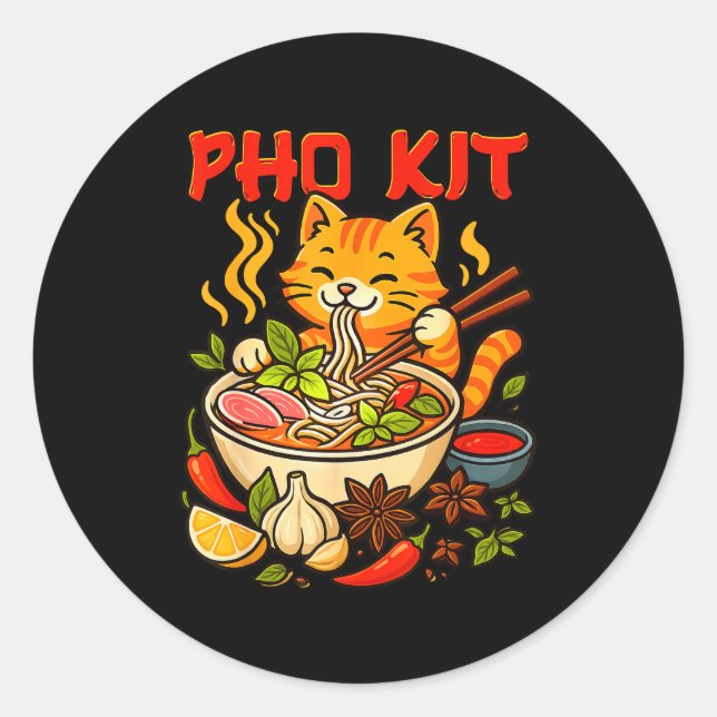 Sticker Rond Pho Kit Mariners Cat Funny Meme  (Devant)