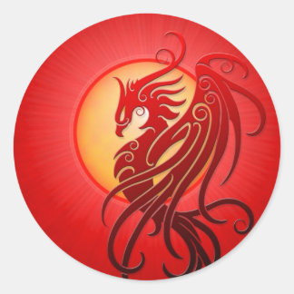 Sticker Rond Phoenix de la tribu rouge