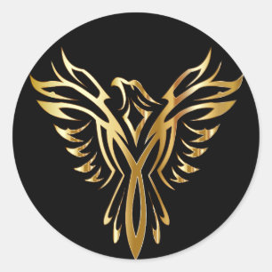 Sticker Rond Phoenix d'or