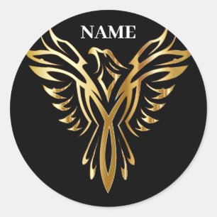 Sticker Rond Phoenix d'or, élégance