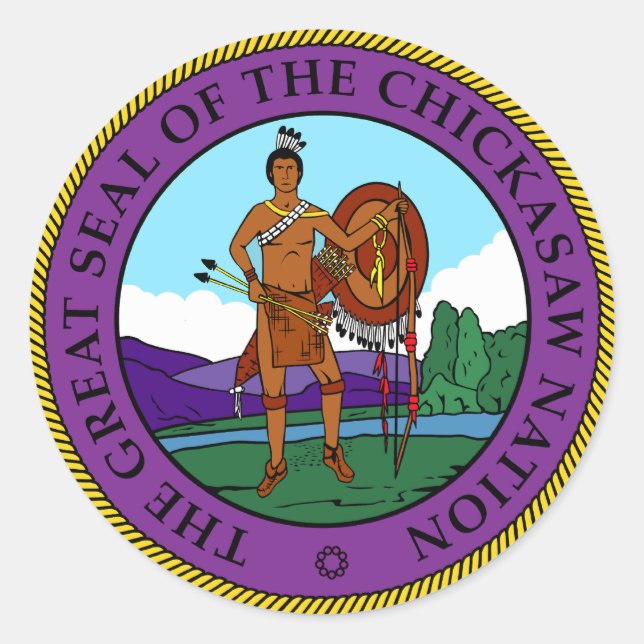 Sticker Rond Phoque de la nation de Chickasaw (Devant)