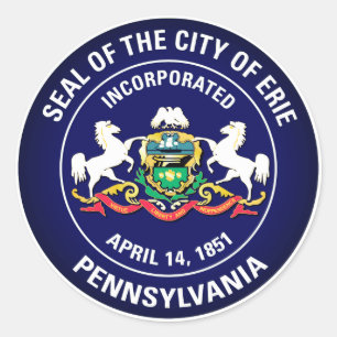 Sticker Rond Phoque de la ville d'Erie, Pennsylvanie