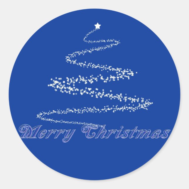 Sticker Rond Phoque de Noël bleu joyeux (Devant)