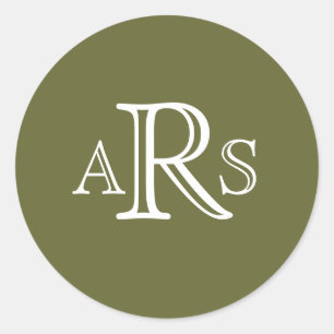 Sticker Rond Phoque Mariage Olive 3 Lettre Monogramme Personnal