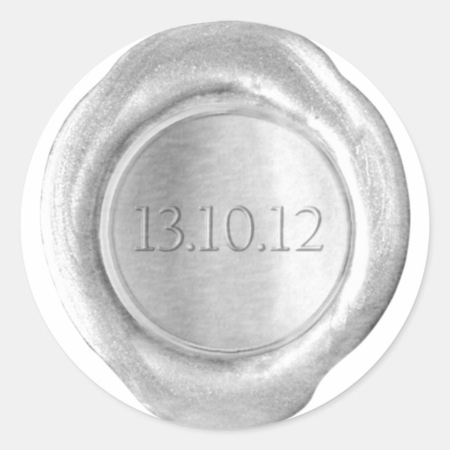 Sticker Rond Phoques à cire Faux - Argent - Personnalisé - Date (Devant)