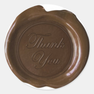 Sticker Rond Phoques à cire Faux - Script de chocolat foncé - M