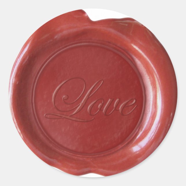 Sticker Rond Phoques à cire Faux - Script rouge foncé - Amour (Devant)