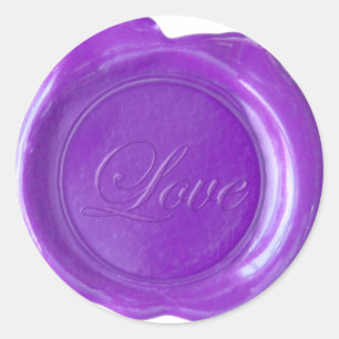 Sticker Rond Phoques à cire Faux - Script violet - Amour