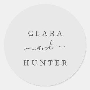 Sticker Rond Phoques à enveloppe Mariage gris clair et charbon 