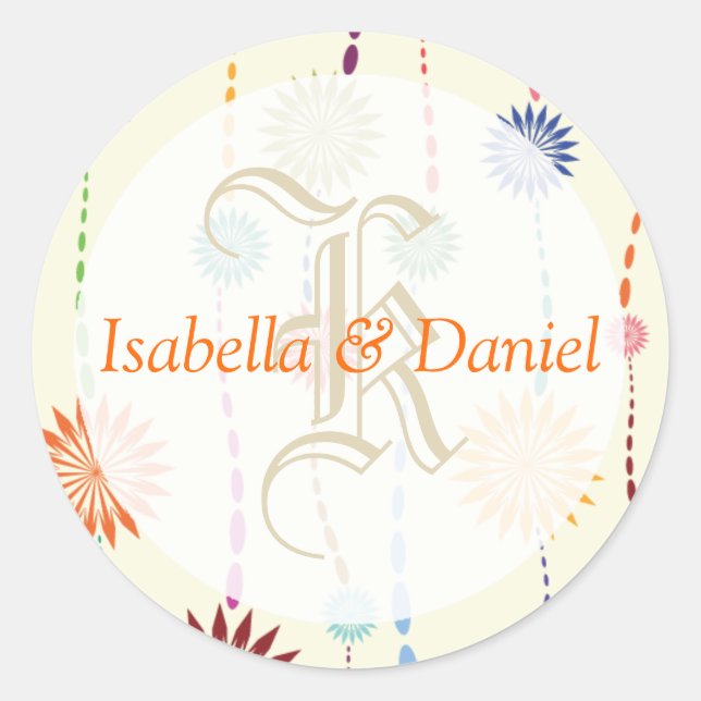 Sticker Rond Phoques Cadeaux Monogrammes nuptiaux (Devant)
