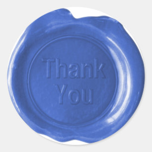 Sticker Rond Phoques de cire Faux - Bleu - Gras - Merci