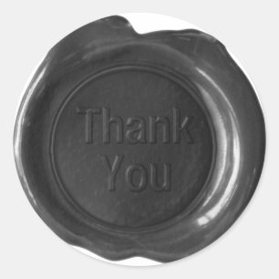 Sticker Rond Phoques de cire Faux - Noir - Gras - Merci