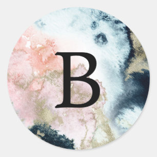 Sticker Rond Phoques de l'enveloppe de Mariage Abstrait Monogra