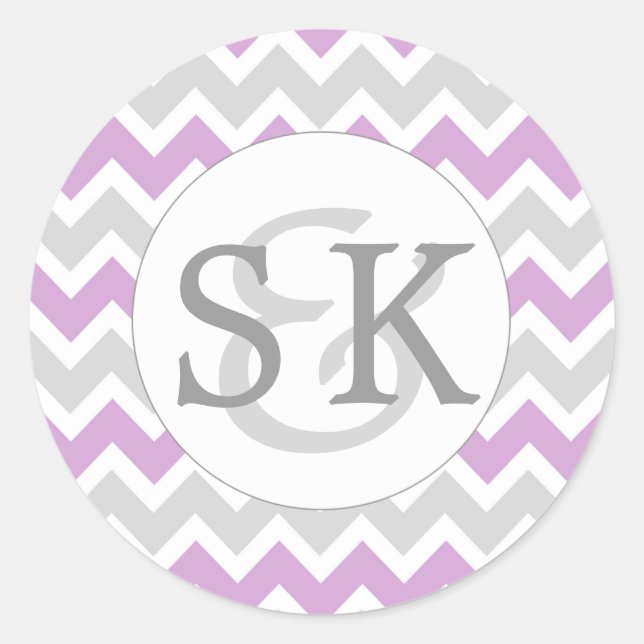 Sticker Rond Phoques de l'enveloppe de Mariage Lavender Monogra (Devant)