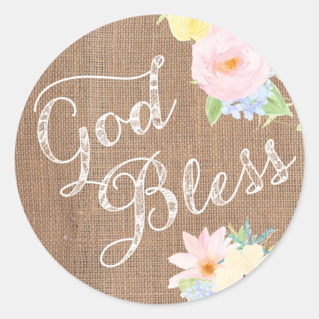 Sticker Rond Phoques de l'enveloppe Dieu béni pour le baptême,  (Devant)