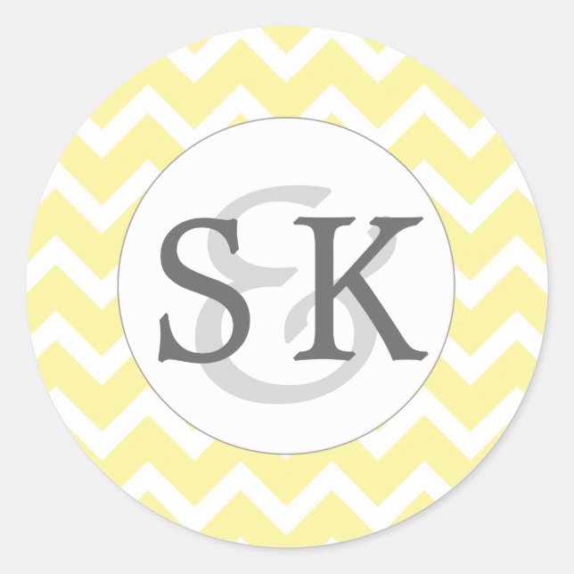 Sticker Rond Phoques de l'enveloppe Mariage Chevron jaune (Devant)