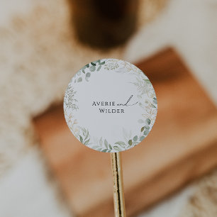 Sticker Rond Phoques de l'enveloppe Mariage de verdure botaniqu