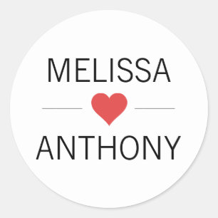 Sticker Rond Phoques de Mariage blanc de coeur rouge moderne