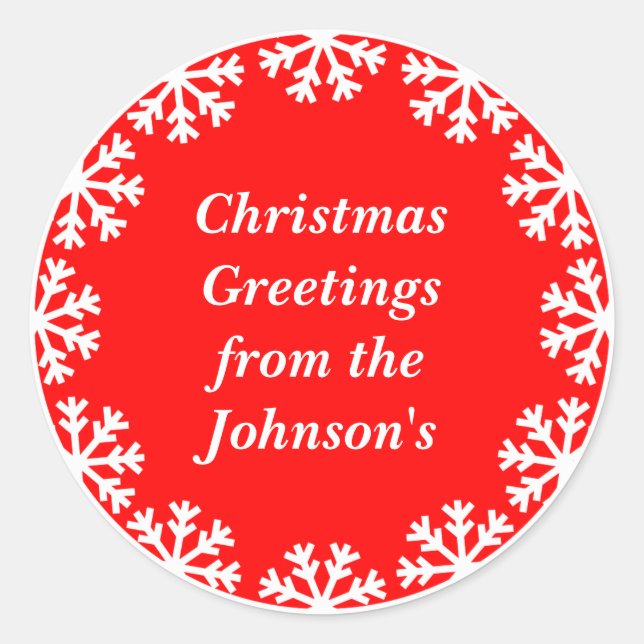 Sticker Rond Phoques d'enveloppe de Noël personnalisés (Devant)