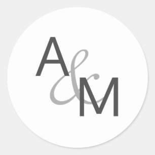 Sticker Rond Phoques d'enveloppe gris et blanc au charbon de bo