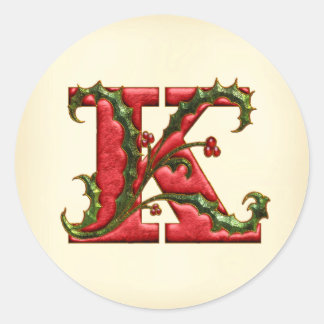 Sticker Rond Phoques d'enveloppe K monogramme de Noël