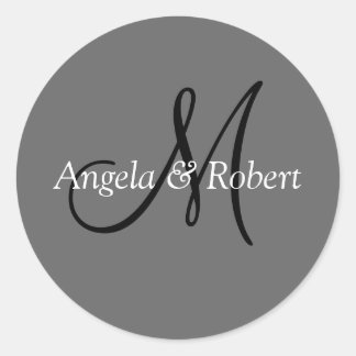 Sticker Rond Phoques d'enveloppe Mariage Monogramme