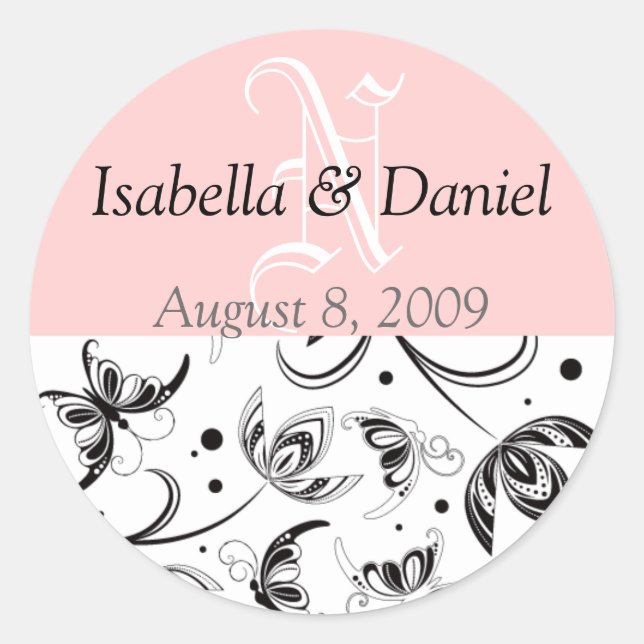 Sticker Rond Phoques D'Enveloppe Monogramme Pour Les Invitation (Devant)