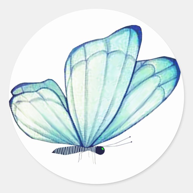 Sticker Rond Phoques d'enveloppe papillon bleu (Devant)