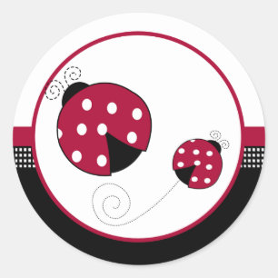 Sticker Rond Phoques d'enveloppe Polkadot Ladybugs