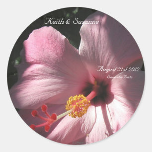 Sticker Rond Phoques d'enveloppes de fleurs tropicales de l'Hib