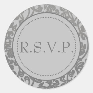 Sticker Rond Phoques d'enveloppes gothiques gris et fleuris