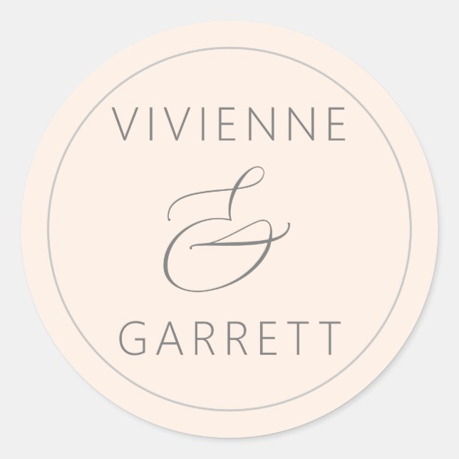 Sticker Rond Phoques d'enveloppes Mariage rose et gris (Devant)