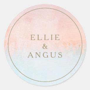 Sticker Rond Phoques d'enveloppes Mariage Sunset d'été