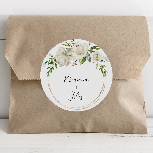 Sticker Rond Phoques d'enveloppes Mariages florales de pivoine  (Créateur téléchargé)