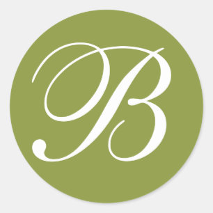 Sticker Rond Phoques d'enveloppes Mariages monogrammes vert et