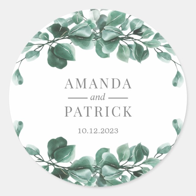 Sticker Rond Phoques d'enveloppes Mariages vertes (Devant)