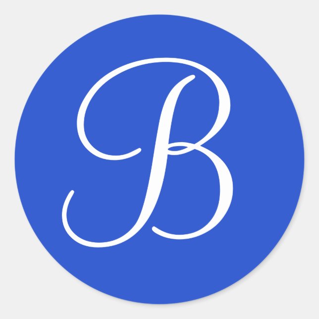 Sticker Rond Phoques d'enveloppes monogrammes bleu foncé et bla (Devant)