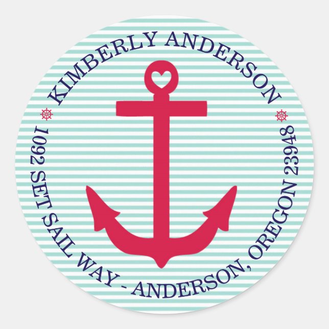 Sticker Rond Phoques d'enveloppes nautiques - Ancres Aweigh! (Devant)