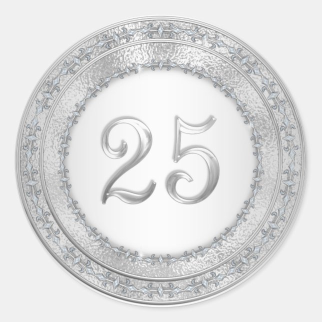 Sticker Rond Phoques du 25e anniversaire de l'argent (Devant)