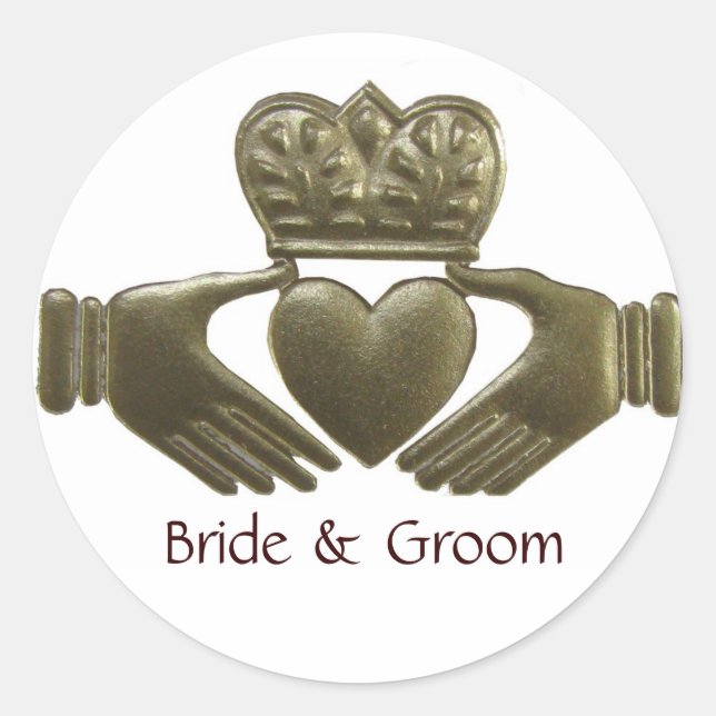 Sticker Rond Phoques Mariages aurifères de Claddagh irlandais (Devant)