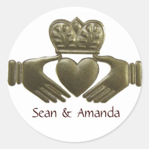 Sticker Rond Phoques Mariages aurifères de Claddagh irlandais