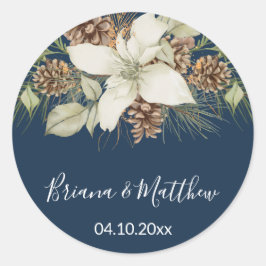 Sticker Rond Phoques Mariages bleus de la Marine d'hiver