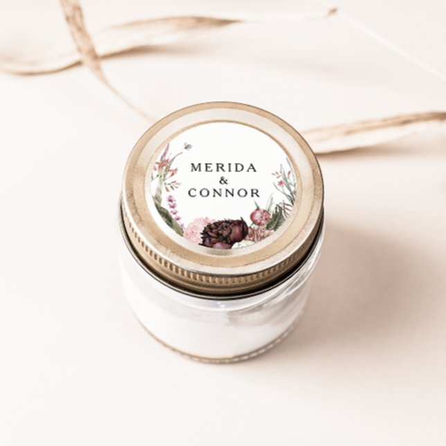 Sticker Rond Phoques Mariages floraux Boho de Bourgogne (Créateur téléchargé)