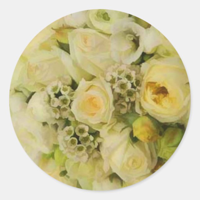 STICKER ROND PHOQUES MARIAGES JAUNES ROSE (Devant)