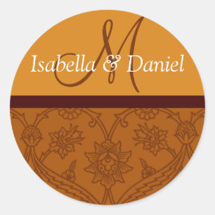 Sticker Rond Phoques Monogrammes Damas Personnalisés Pour Envel