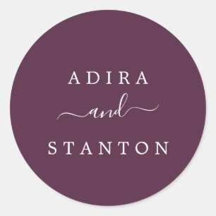 Sticker Rond Phoques Moody Purple Mariage Enveloppe