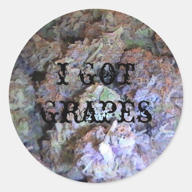 Sticker Rond Photo 005, j'ai des raisins (Devant)