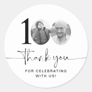 Sticker Rond Photo 100e anniversaire Merci