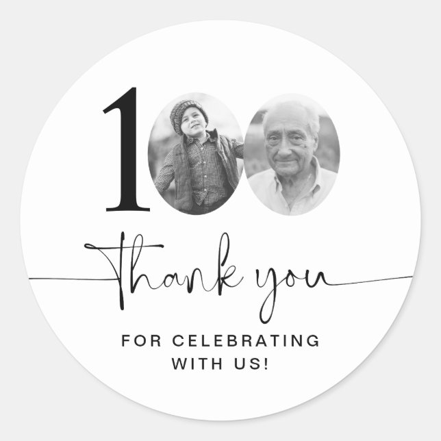 Sticker Rond Photo 100e anniversaire Merci (Devant)