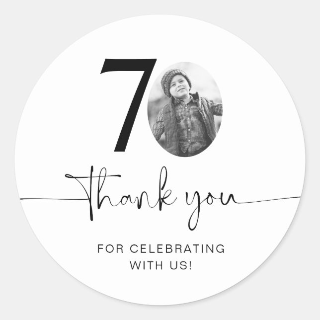 Sticker Rond Photo 70e anniversaire Merci (Devant)